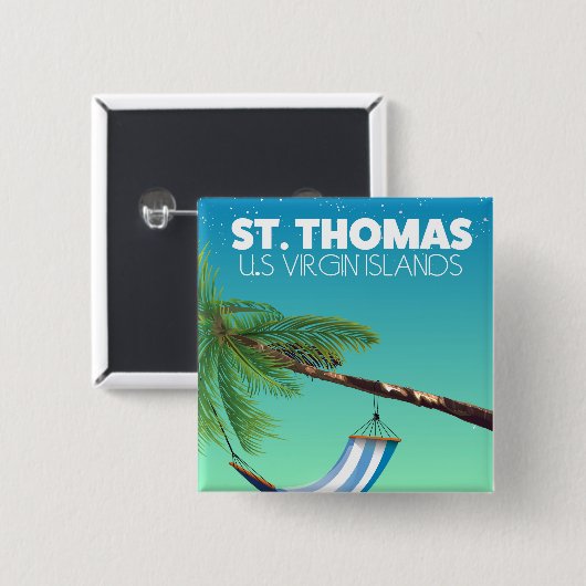 St Thomas Amerikaanse Maagdeneilanden. Vierkante Button 5,1 Cm (Voorkant /achterkant)