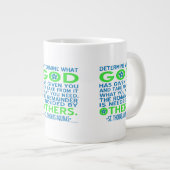 St. Thomas Aquinas Quote in Blue en Green Grote Koffiekop (Voorkant rechts)
