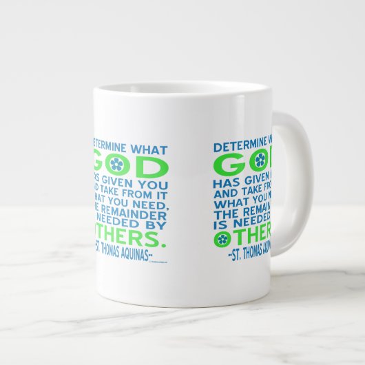 St. Thomas Aquinas Quote in Blue en Green Grote Koffiekop (Voorkant rechts)