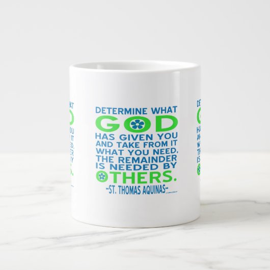 St. Thomas Aquinas Quote in Blue en Green Grote Koffiekop (Voorkant)