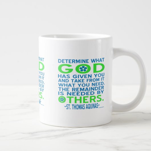 St. Thomas Aquinas Quote in Blue en Green Grote Koffiekop (Rechts)