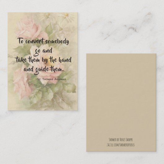 St. Thomas Aquinas Quote Rozen Heilige Kaart Visitekaartje (Voorkant / Achterkant)