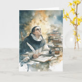 St. Thomas Aquinas with Quill Kaart (Gele Bloem)