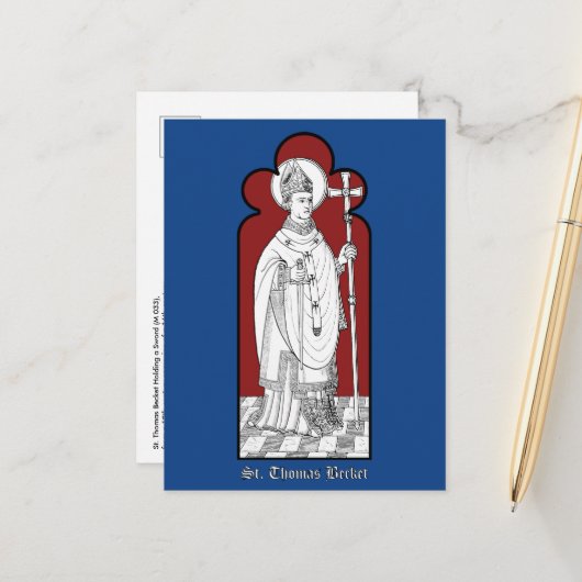 St. Thomas Becket Holding a Sword (M 033) Briefkaa Briefkaart (Voorkant / Achterkant in situ)