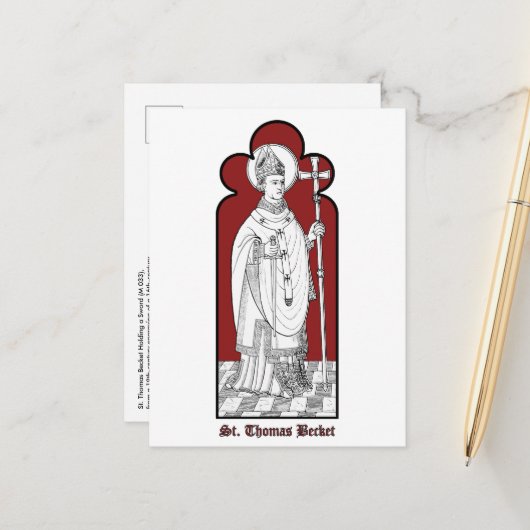 St. Thomas Becket Holding a Sword (M 033) Briefkaart (Voorkant / Achterkant in situ)