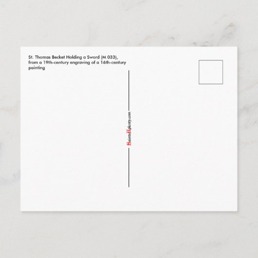 St. Thomas Becket Holding a Sword (M 033) Briefkaart (Achterkant)