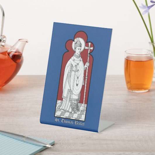 St. Thomas Becket Holding a Sword (M 033) Reclamebord Met Voetstuk (Insitu)