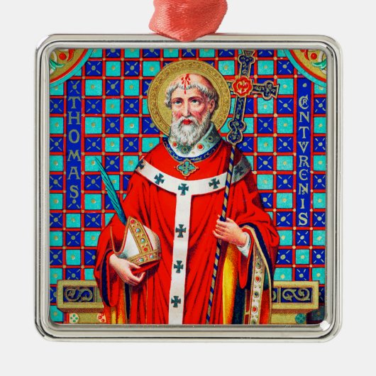 St. Thomas Becket in Red Chasuble (K 34) Metalen Ornament (Voorkant)