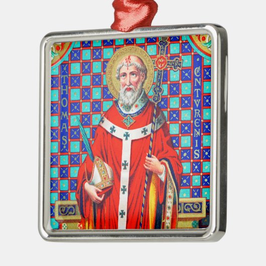 St. Thomas Becket in Red Chasuble (K 34) Metalen Ornament (Links)
