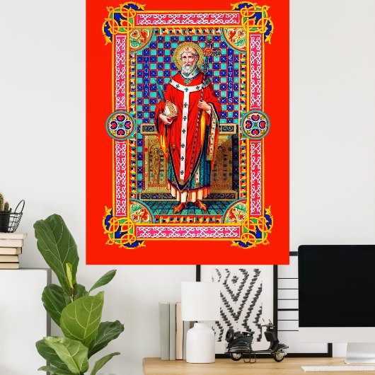St. Thomas Becket in Red Chasuble (K 34) Poster (Thuiskantoor)