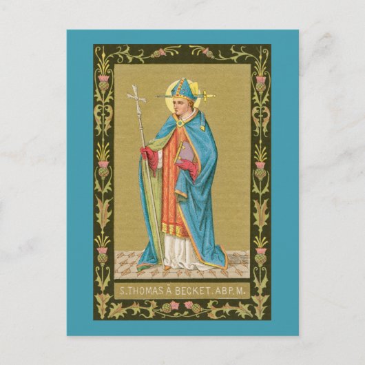 St. Thomas Becket met zwaard in Miter (P 005) Briefkaart (Voorkant)