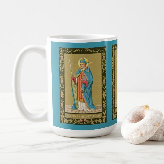 St. Thomas Becket met zwaard in Miter (P 005) Koffiemok (Met donut)