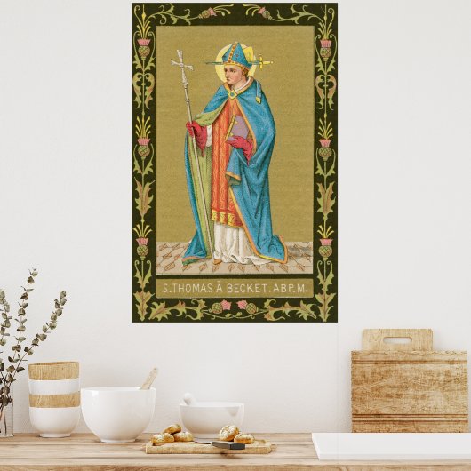 St. Thomas Becket met zwaard in Miter (P 005) Poster (Keuken)