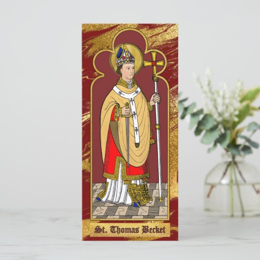 St. Thomas Becket met zwaard (M 033; gekleurd) (Staand voorkant)