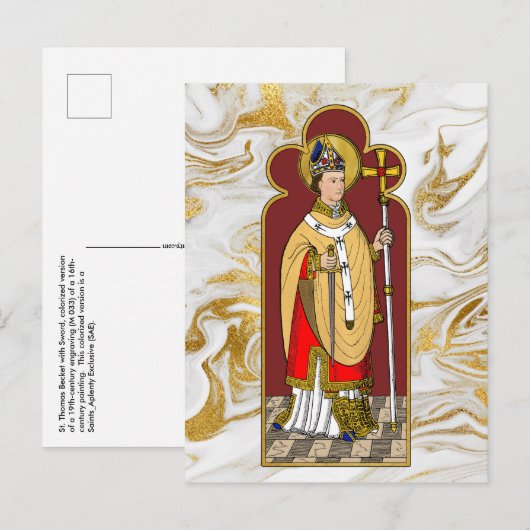 St. Thomas Becket met zwaard (M 033; gekleurd) Briefkaart (Voorkant / Achterkant)