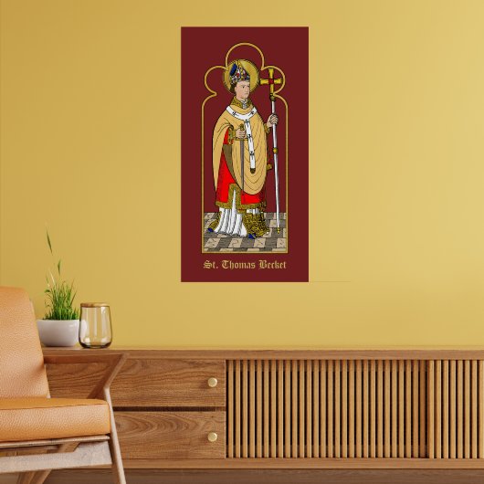 St. Thomas Becket met zwaard (M 033; gekleurd) Poster (Woonkamer 2)