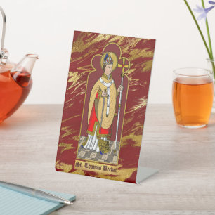 St. Thomas Becket met zwaard (M 033; gekleurd) Reclamebord Met Voetstuk