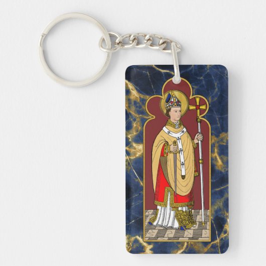 St. Thomas Becket met zwaard (M 033; gekleurd) Sleutelhanger (Voorkant)