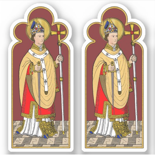 St. Thomas Becket met zwaard (M 033; gekleurd) Sticker (Voorkant)