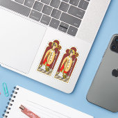 St. Thomas Becket met zwaard (M 033; gekleurd) Sticker (Laptop met iPhone)
