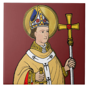 St. Thomas Becket met zwaard (M 033; gekleurd) Tegeltje