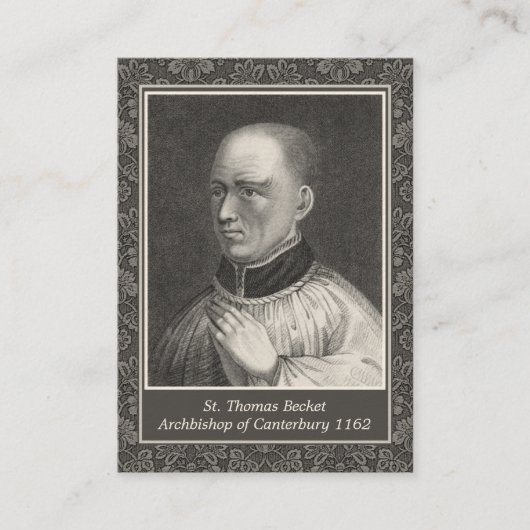St. Thomas Becket van Canterbury Prayer Heilige Ka Visitekaartje (Voorkant)
