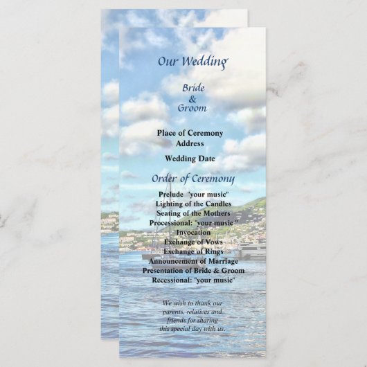 St Thomas Boats in Harbor Wedding Program Programmakaart (Voorkant / Achterkant)