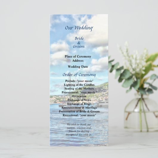 St Thomas Boats in Harbor Wedding Program Programmakaart (Staand voorkant)