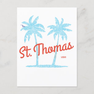 St. Thomas Eiland USVI Vintage Koraal Type Palmen Briefkaart