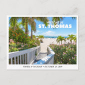 St. Thomas Huwelijk Save the Date Reis Retro Briefkaart (Voorkant)