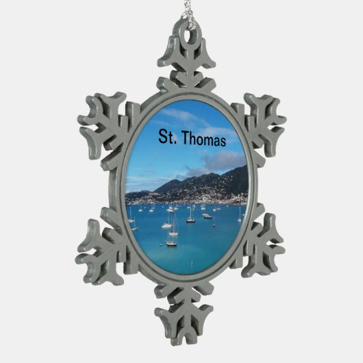 St. Thomas Kerstornament Tin Sneeuwvlok Ornament (Links)
