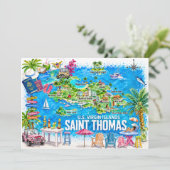 St Thomas Maagdeneilanden Aquarel Kaart Ansichtkaa (Staand voorkant)