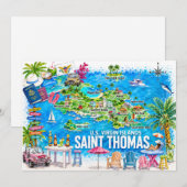 St Thomas Maagdeneilanden Aquarel Kaart Ansichtkaa (Voorkant / Achterkant)