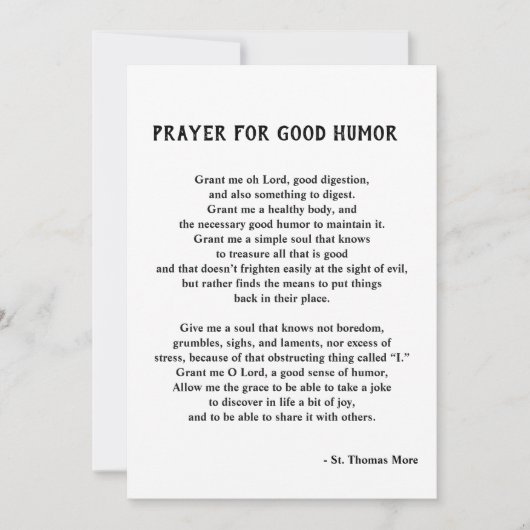 St. Thomas More Prayer for Good Humor Feestdagenkaart (Voorkant)