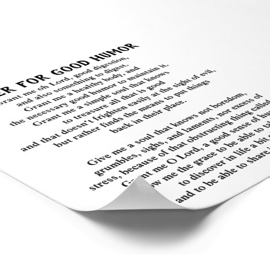 St. Thomas More Prayer for Good Humor Poster (Hoek)