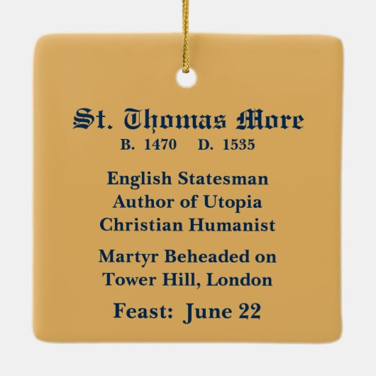 St. Thomas More (SAU 026) Square Keramisch Ornament (Achterkant)