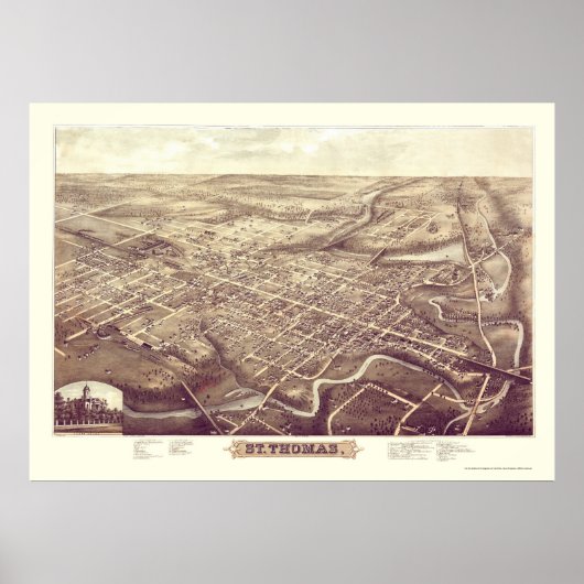 St. Thomas, ON, Canada Panoramic Map - 1896 Poster (Voorkant)