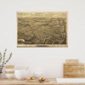 St Thomas Ontario 1896 Antiek Panoramische Kaart Poster (Keuken)