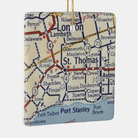 St. Thomas Ontario kaart Keramisch Ornament (Rechts)