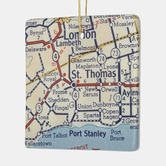 St. Thomas Ontario  kaart Keramisch Ornament (Links)