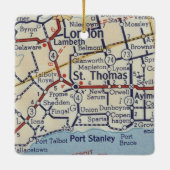 St. Thomas Ontario  kaart Keramisch Ornament (Achterkant)