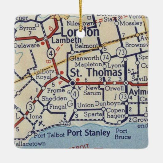St. Thomas Ontario kaart Keramisch Ornament (Achterkant)