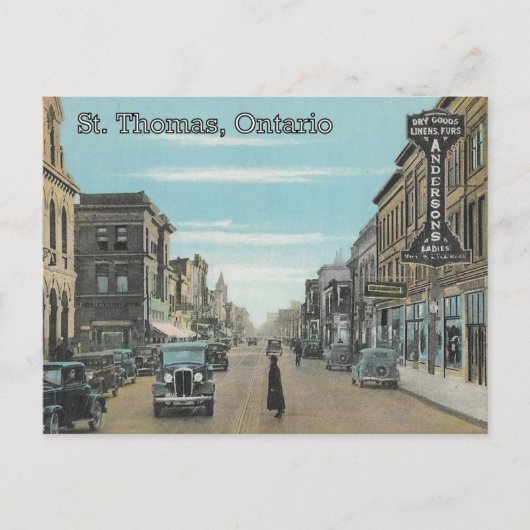 St. Thomas, Ontario - Talbot Street 1935 Briefkaart (Voorkant)