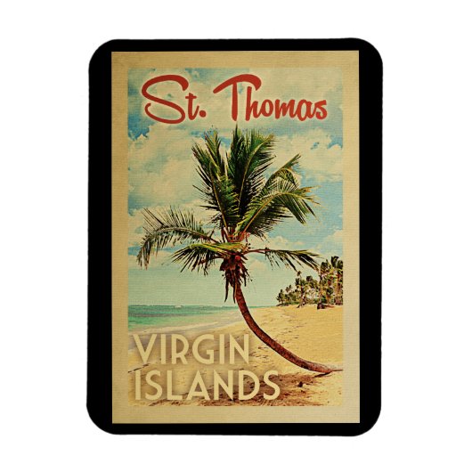 St Thomas Palm Tree Vintage Revel Magneet (Verticaal)