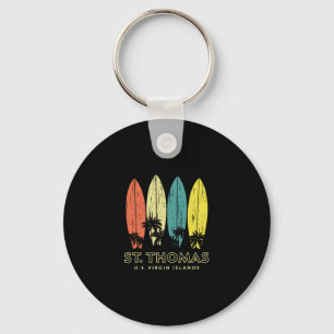 St Thomas Retro Surfboards Vintage Jongens Meisjes Sleutelhanger
