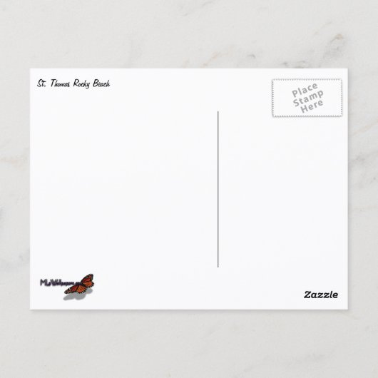 St. Thomas Rocky Beach Briefkaart (Achterkant)