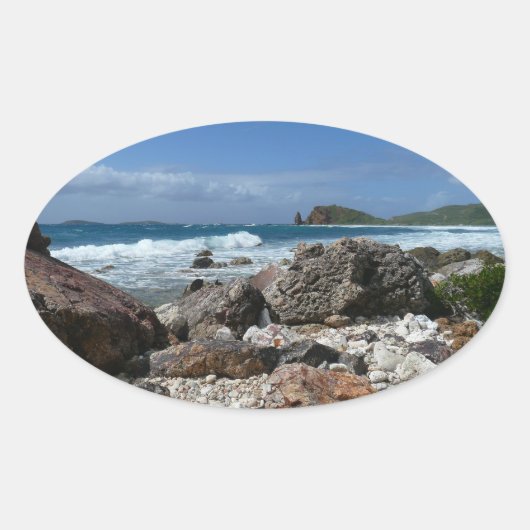 St. Thomas Rocky Beach Ovale Sticker (Voorkant)