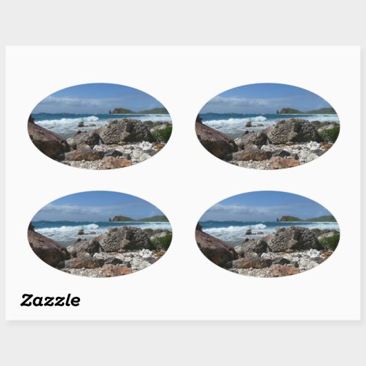 St. Thomas Rocky Beach Ovale Sticker (Vel)