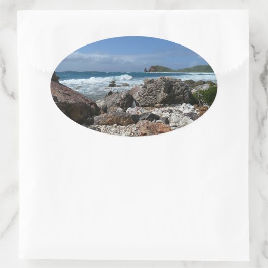 St. Thomas Rocky Beach Ovale Sticker (Tas)