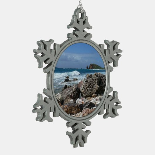 St. Thomas Rocky Beach Tin Sneeuwvlok Ornament (Links)
